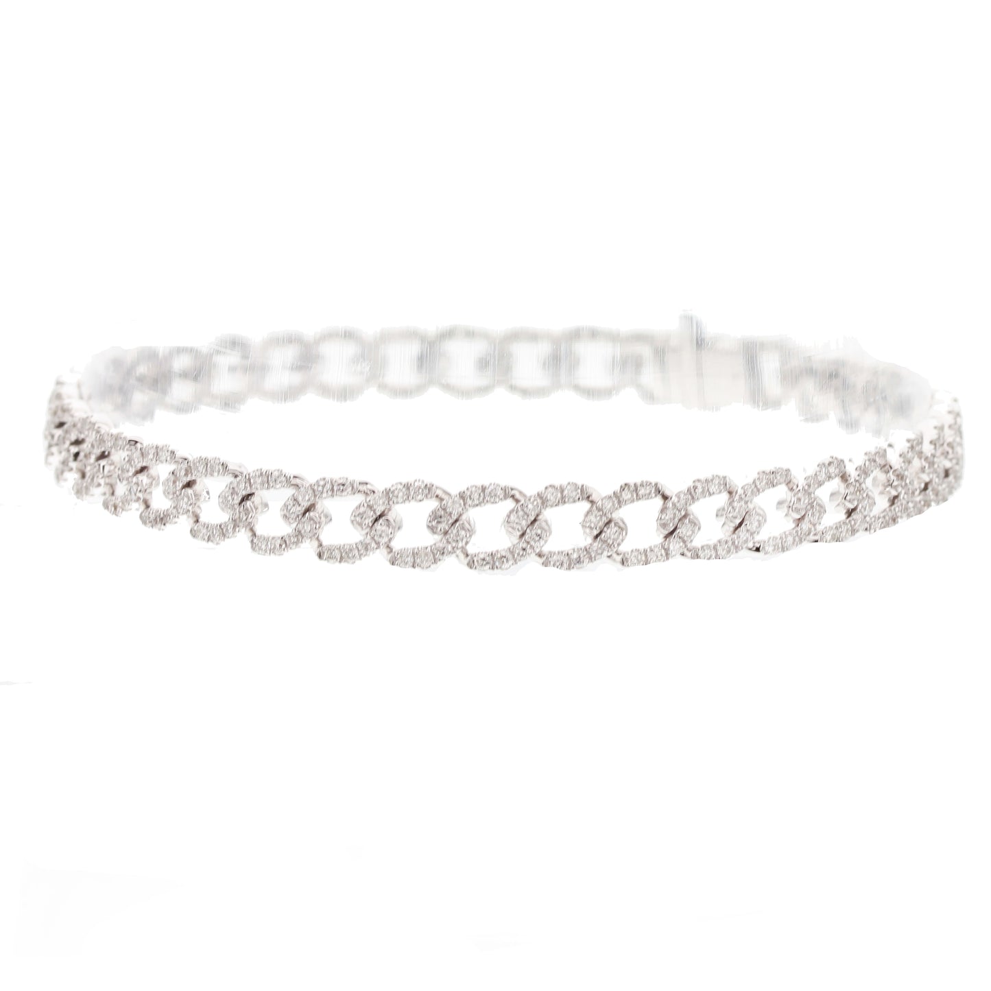 18K WHITE GOLD OPEN LINK PAVE BRACELET
