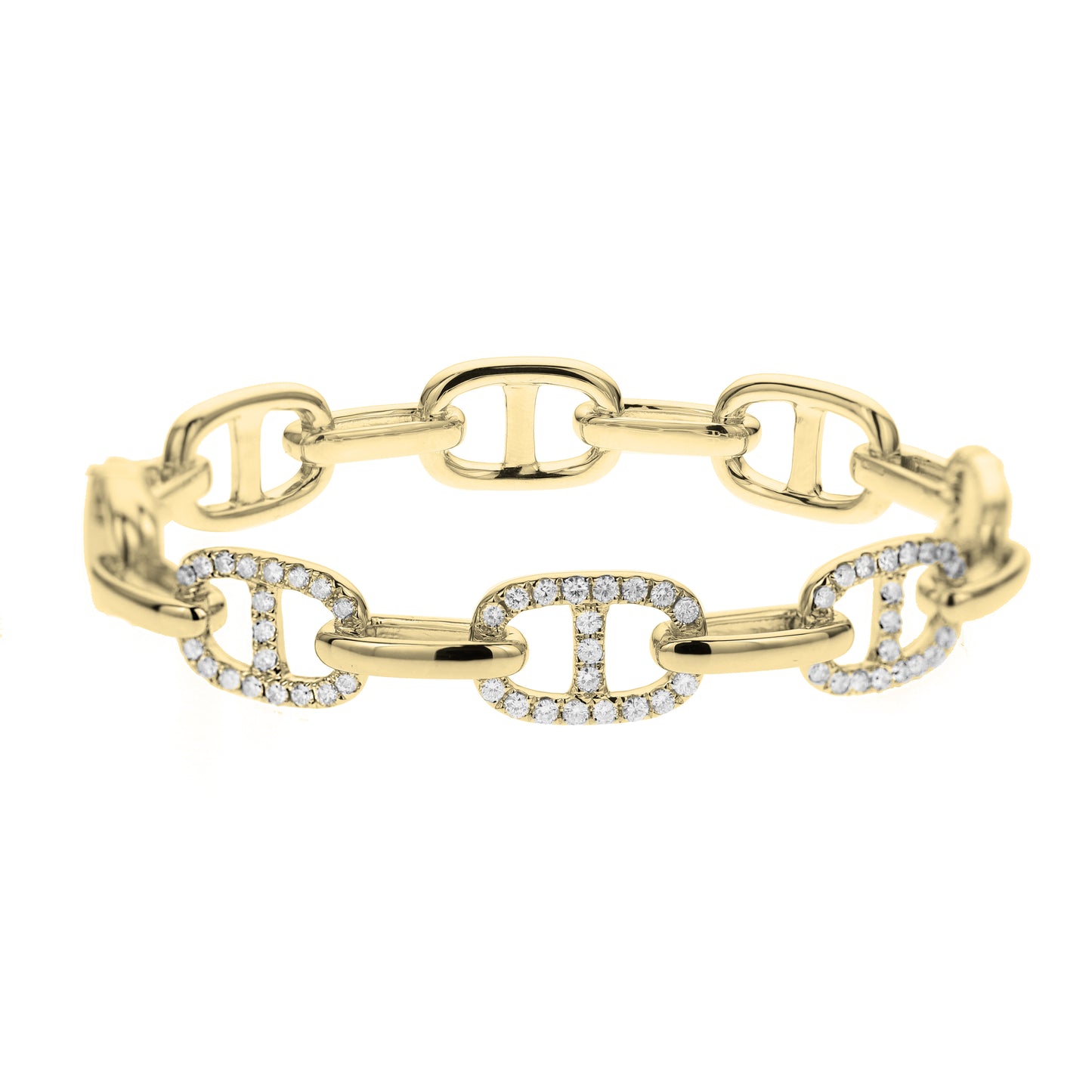 18K WHITE GOLD AND DIAMONDS MARINER LINK BRACELET