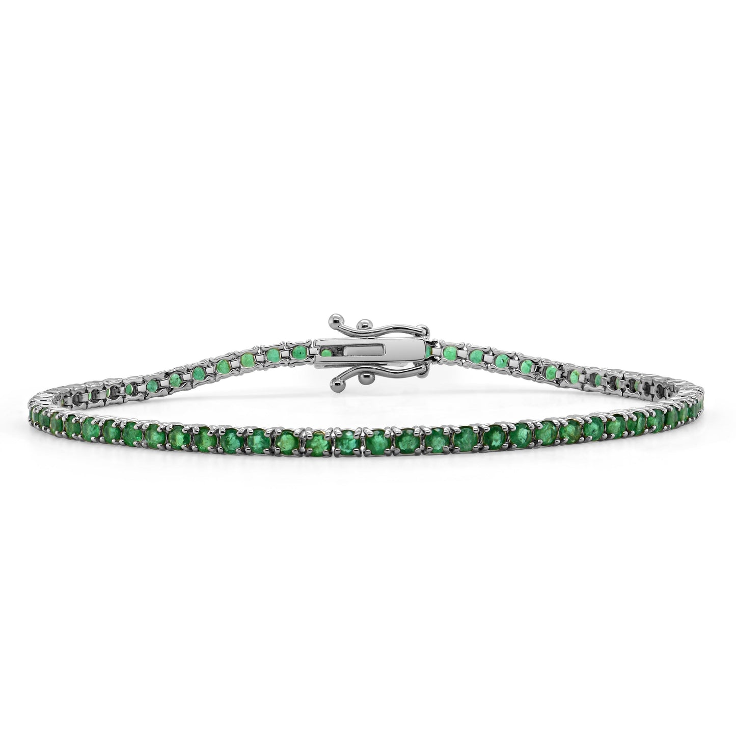 14K YELLOW GOLD & GREEN EMERALD TENNIS BRACELET