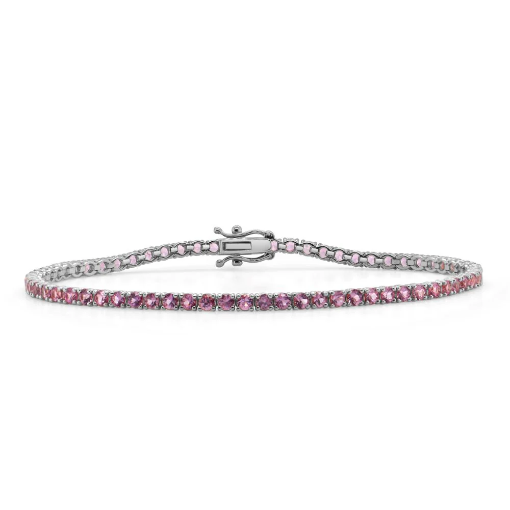 14K ROSE GOLD PINK SAPPHIRE TENNIS BRACELET