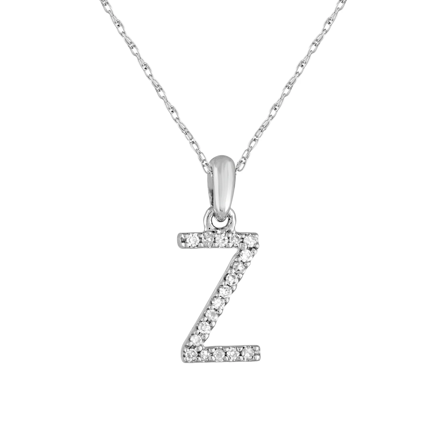 14K GOLD DIAMOND INITIAL PENDANT WITH 16"-18" ROPE CHAIN