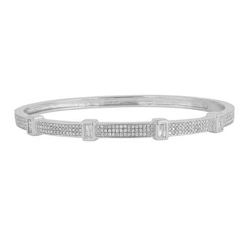 14K 3 ROW DIAMOND BRACELET WITH BAGUETTES