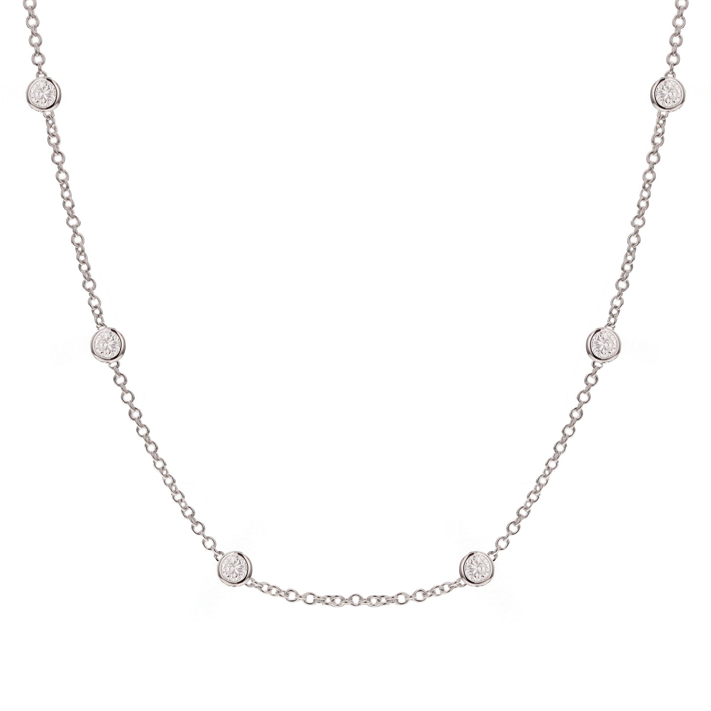 18K WHITE GOLD DIAMOND NECKLACE 18" WITH 17" JUMP RING