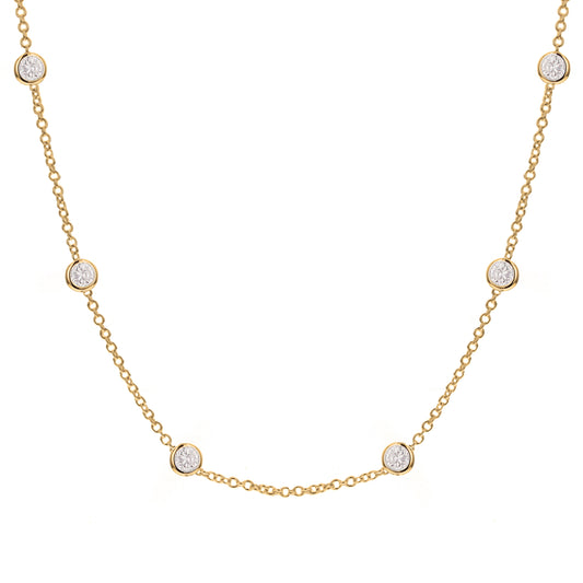 18K YELLOW GOLD DIAMOND NECKLACE 18" WITH 17" JUMP RING