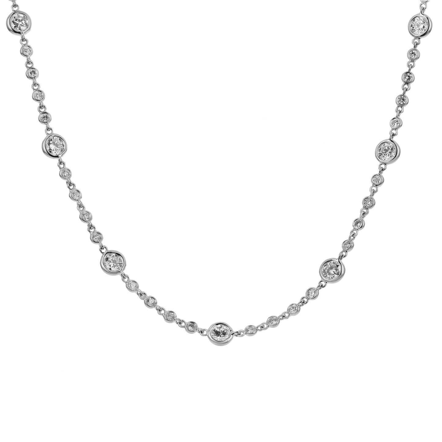 18K GOLD 4.9CT DIAMOND BEZEL CHAIN NECKLACE