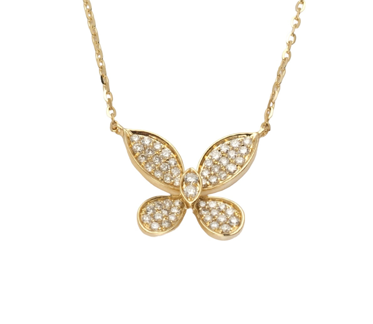 14KY 0.35CTW DIAMOND BUTTERFLY NECKLACE