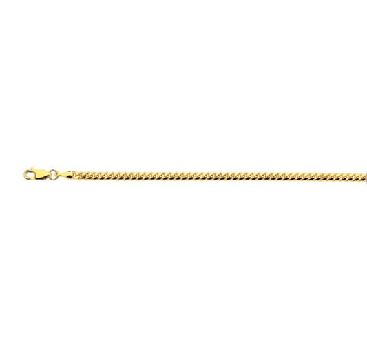 14K 4MM YELLOW GOLD SOLID MIAMI CUBAN CHAIN NECKLACE