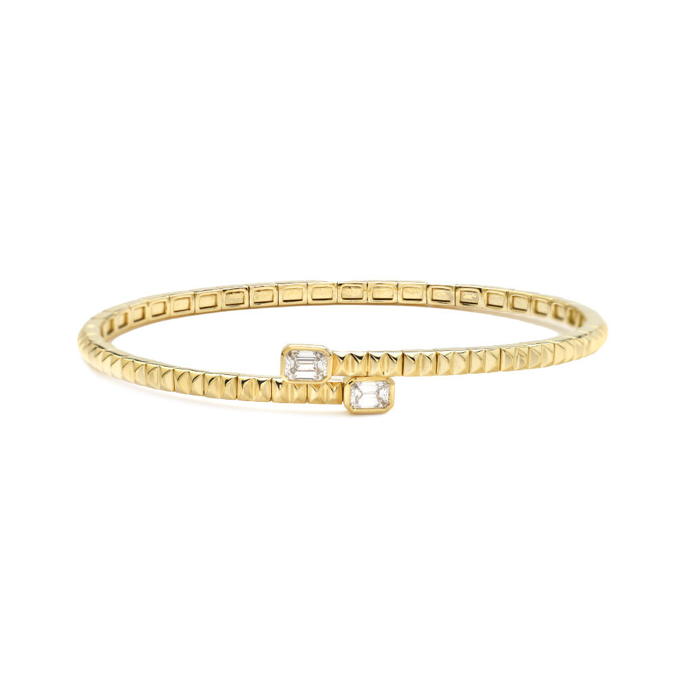 14K YELLOW GOLD DIAMOND FLEXIBLE CUFF BANGLE