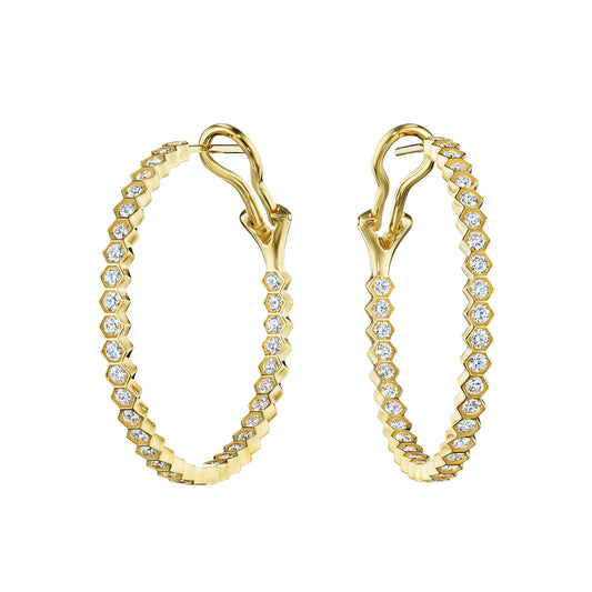 18K YELLOW GOLD DIAMOND INFINITY HOOPS