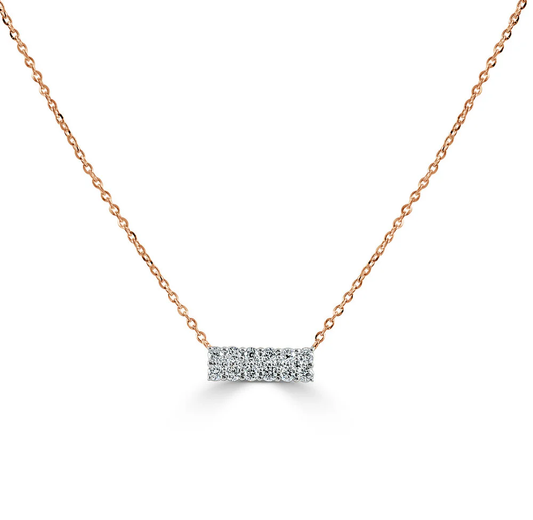 14K ROSE GOLD & DIAMOND BAR NECKLACE