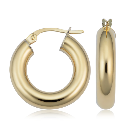 14K GOLD TUBE HOOP EARRINGS