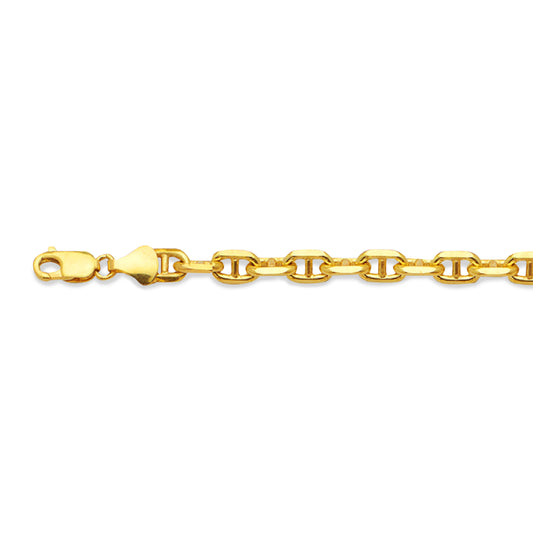 14K 3.5MM YELLOW GOLD SOLID 3D MARINER 16" CHAIN NECKLACE