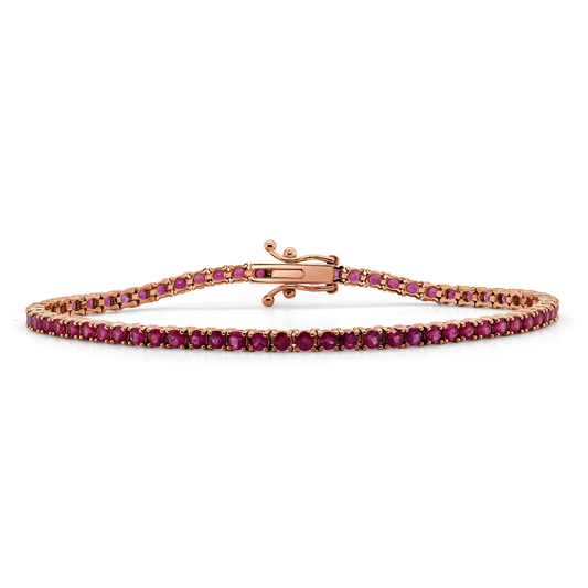 14K ROSE GOLD & RED RUBY TENNIS BRACELET