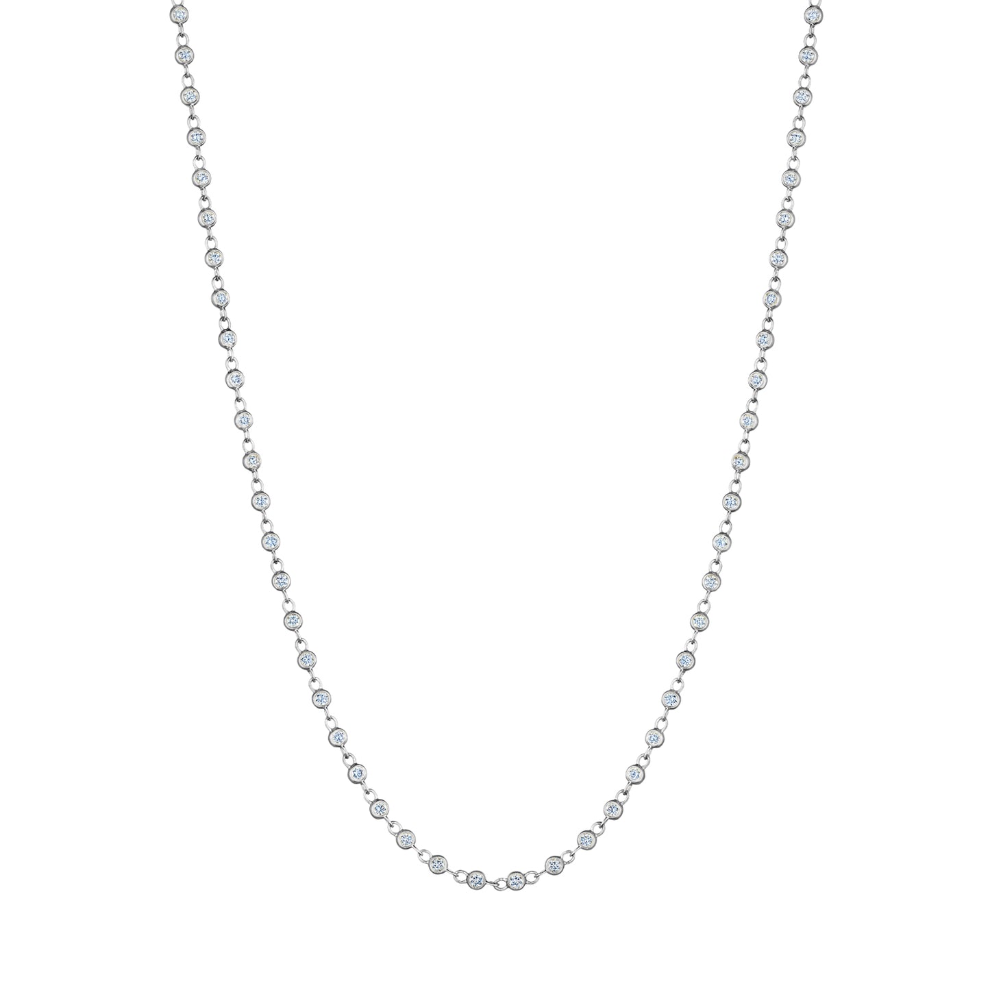 18K WHITE GOLD 18 INCH DIAMOND CHAIN 0.68 CT NECKLACE