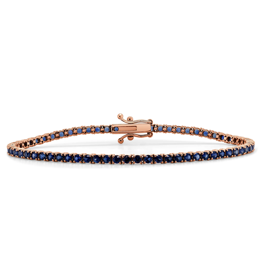 14K ROSE GOLD & BLUE SAPPHIRE TENNIS BRACELET