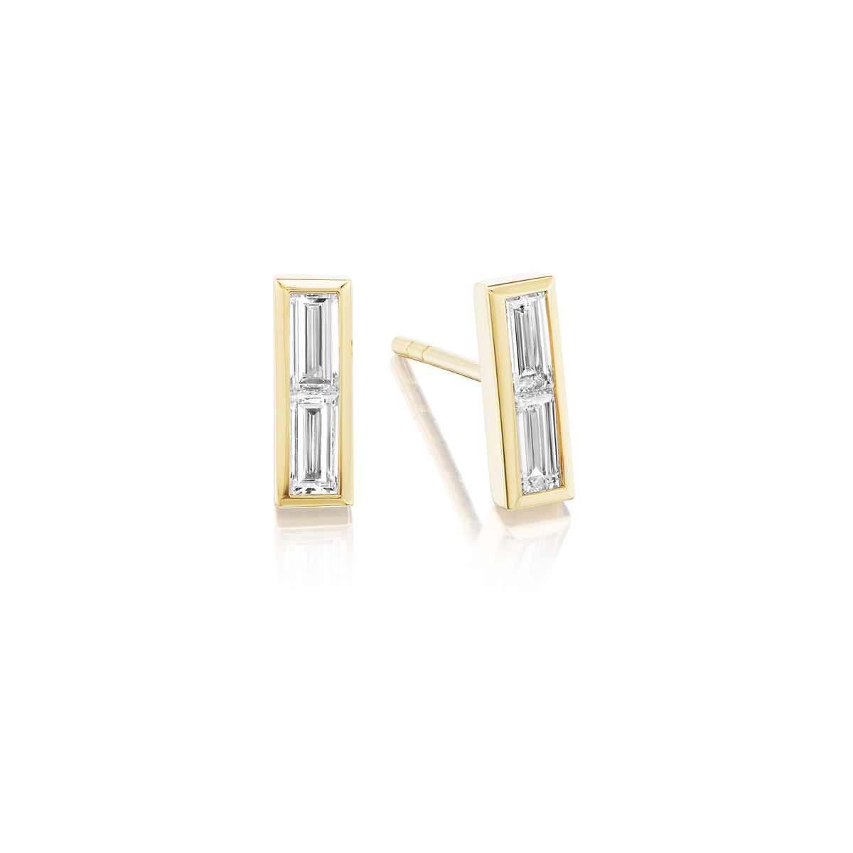 18K YELLOW GOLD DIAMOND BAR EARRINGS