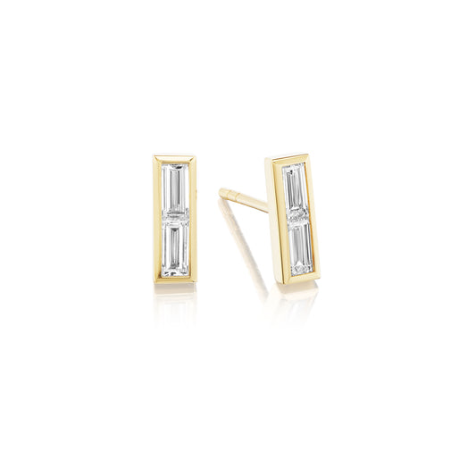 18K YELLOW GOLD DIAMOND BAR EARRINGS