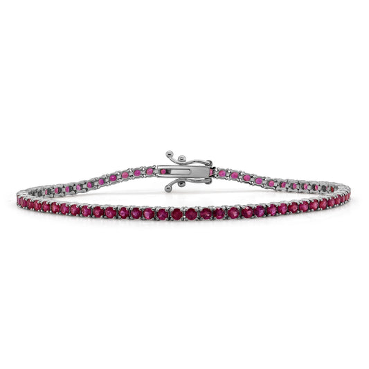 14K WHITE GOLD & RED RUBY TENNIS BRACELET