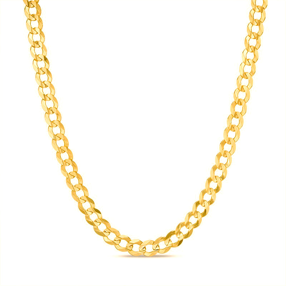 14K 3.5MM YELLOW GOLD SOLID CURB 16" CHAIN NECKLACE