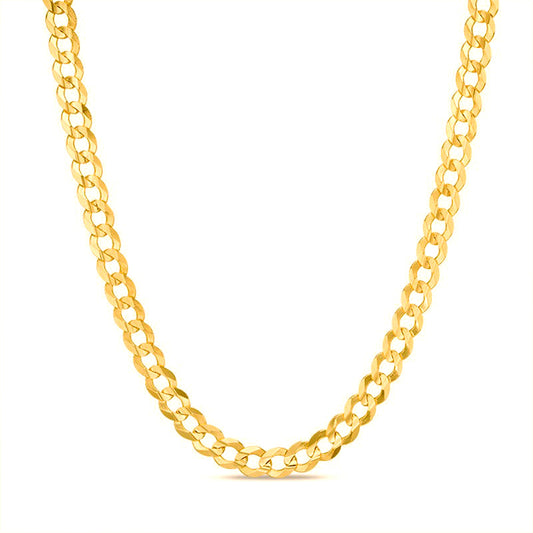 14K 3.5MM YELLOW GOLD SOLID CURB 16" CHAIN NECKLACE