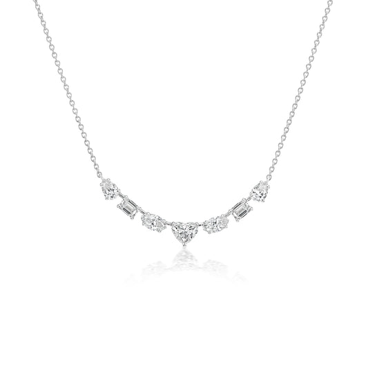 18K WHITE GOLD 18 INCH 2.0 CT MIXED CUT DIAMOND NECKLACE