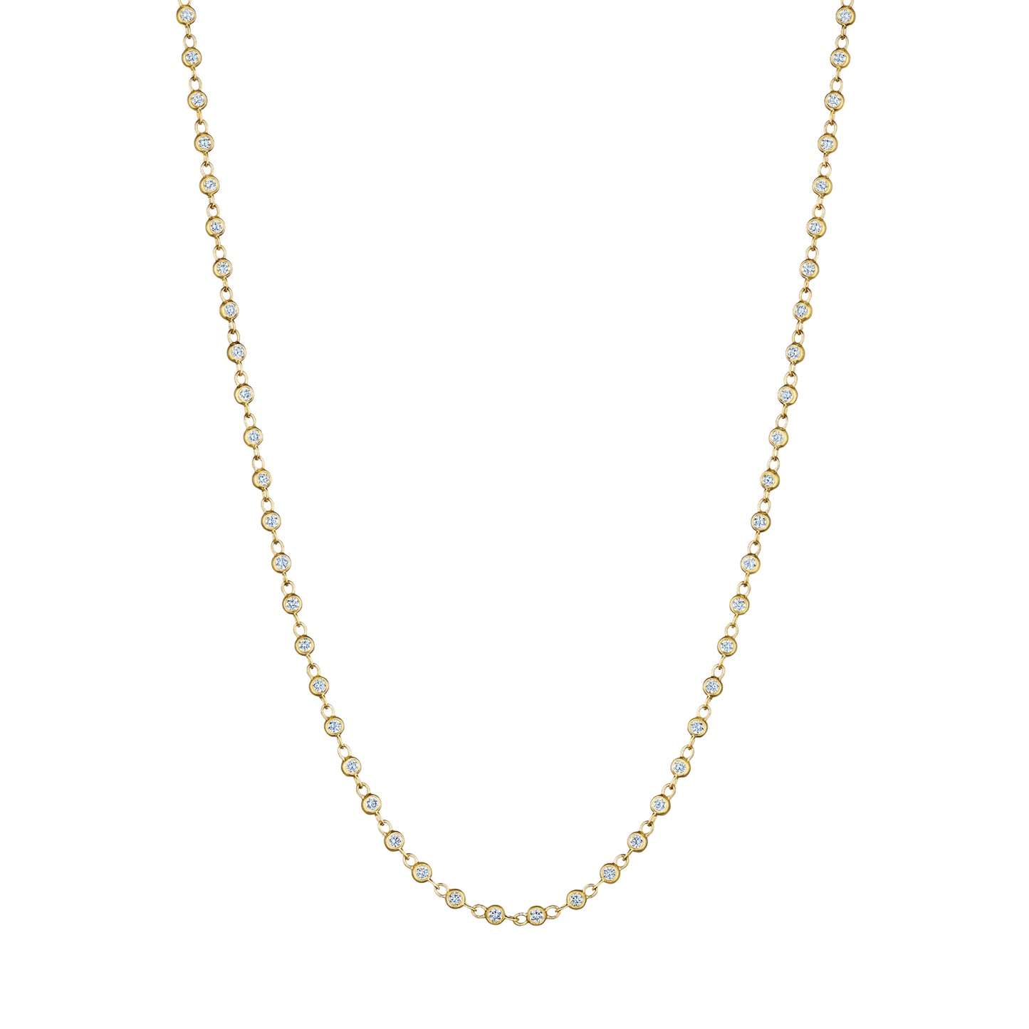 18K YELLOW GOLD 16 INCH DIAMOND CHAIN 0.68 CT NECKLACE