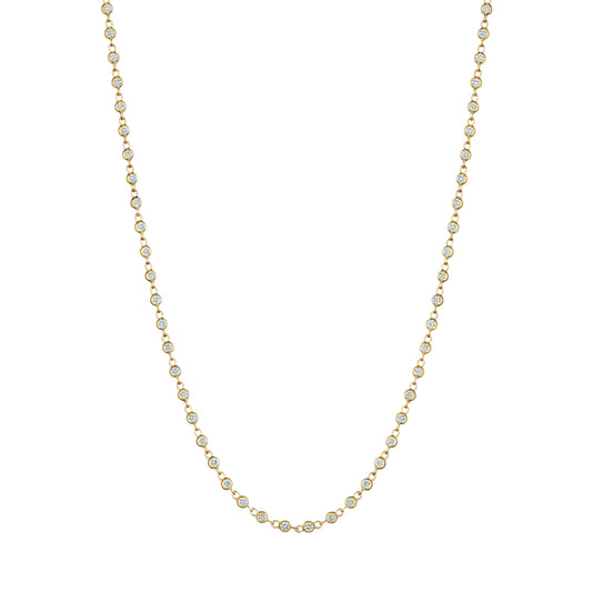 18K YELLOW GOLD 16 INCH DIAMOND CHAIN 0.68 CT NECKLACE