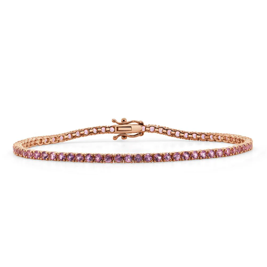 14K GOLD PINK SAPPHIRE TENNIS BRACELET