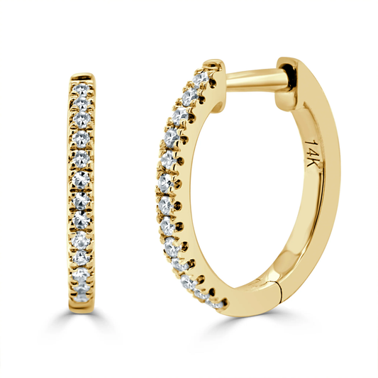 14K GOLD DIAMOND HUGGIE EARRINGS