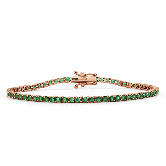 14K ROSE GOLD & GREEN EMERALD TENNIS BRACELET