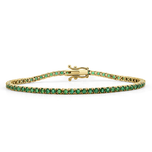 14K GOLD & GREEN EMERALD TENNIS BRACELET